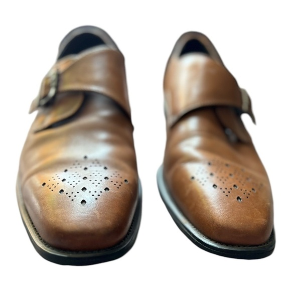 La Milano Chestnut Brown Leather Monk Strap Loafers Size 10 Men\'s Shoes main image 5